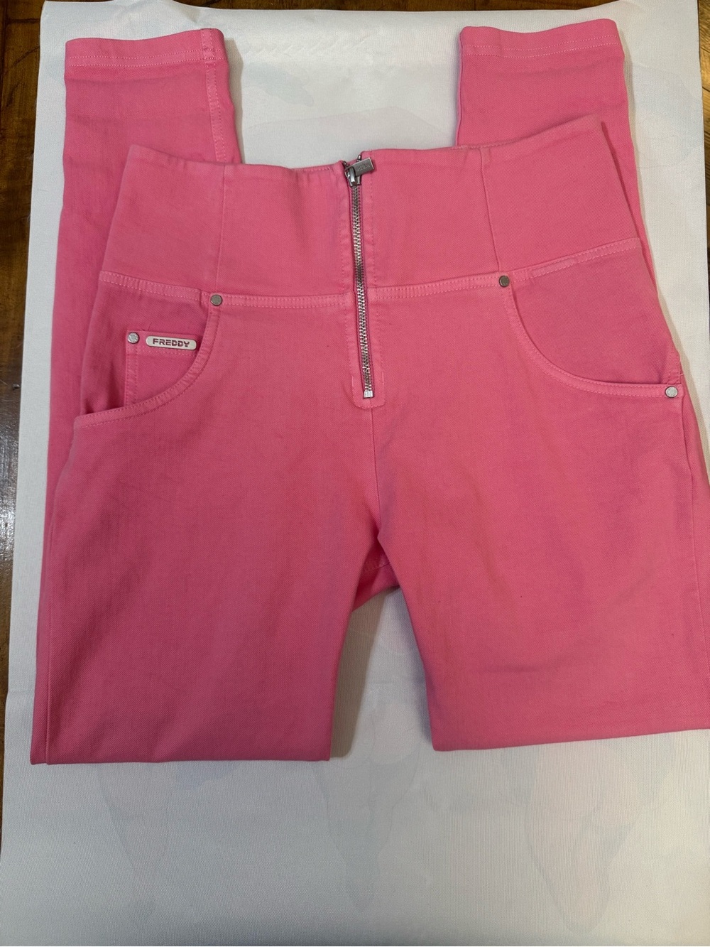 Freddy Pink Front-Zip High Waist Leggings